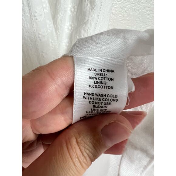 Cece White Eyelet Embroidered Atrapoy Ruffled Sleeveless Midi Dress Size 0 - Picture 7 of 9